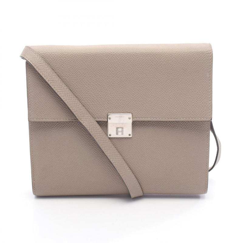 愛馬仕 Clic 16 斜背包，Epsom 皮革，Gris tourterelle 灰色，二手，帶五金配件-0