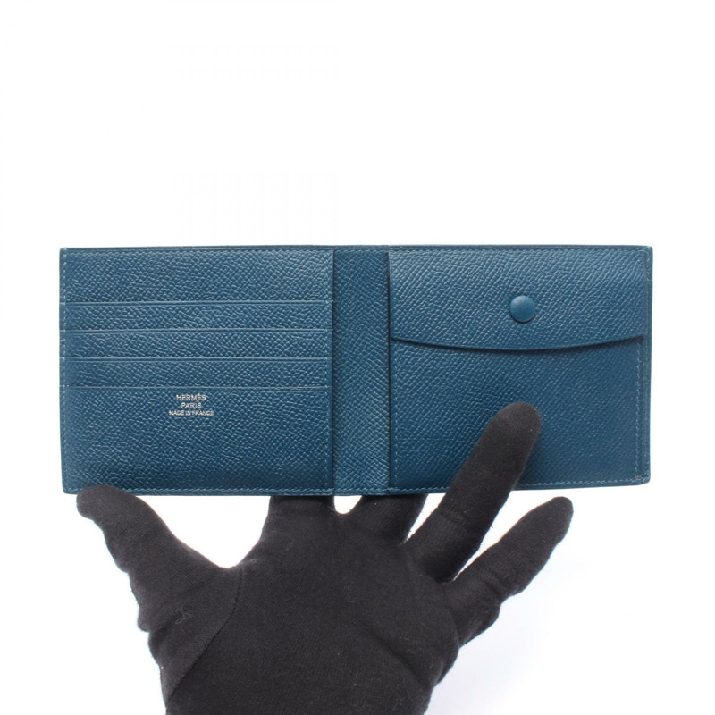 愛馬仕 MC2 Thales 雙折皮夾 G Epsom 藍色 de galice 二手男士 SHW-2
