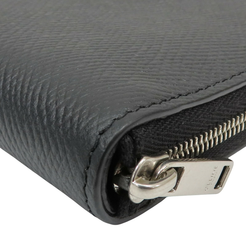 黑色 粒面牛皮 Zipped Bi-Fold 拉鍊短夾【CELINE 賽琳】 10J613BEN.38SI-10
