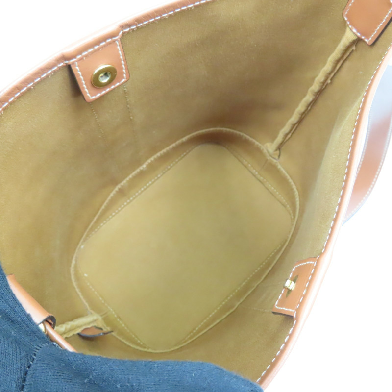 棕色 牛皮 Triomphe帆布 小號水桶包 肩背包【CELINE 賽琳】 191442CAS 04LU-4