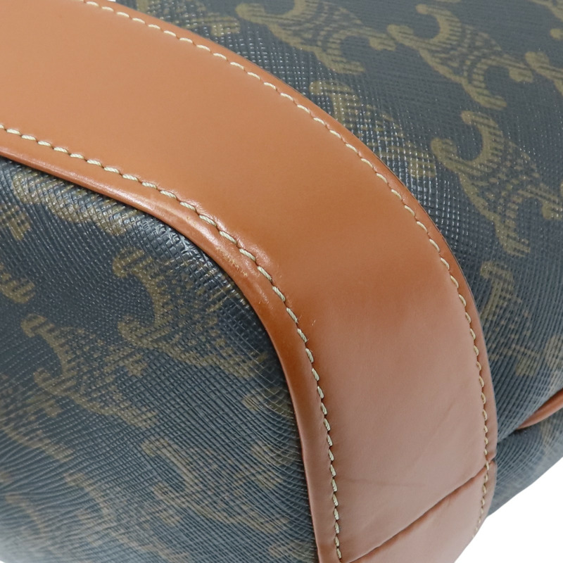 棕色 牛皮 Triomphe帆布 小號水桶包 肩背包【CELINE 賽琳】 191442CAS 04LU-9