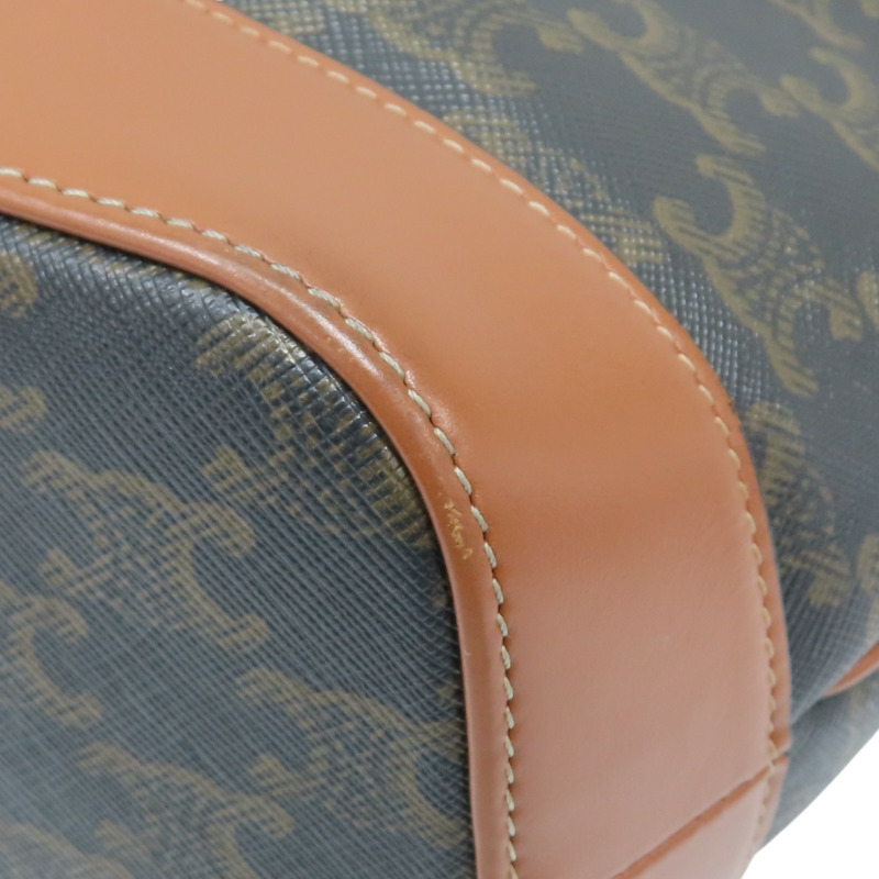 棕色 牛皮 Triomphe帆布 小號水桶包 肩背包【CELINE 賽琳】 191442CAS 04LU-11