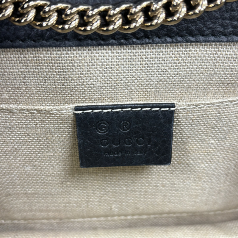 黑色 牛皮 Interlocking G 肩背包【GUCCI 古馳】 510304-5
