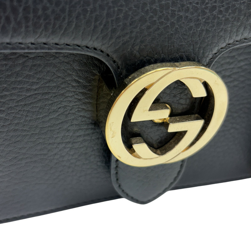 黑色 牛皮 Interlocking G 肩背包【GUCCI 古馳】 510304-8