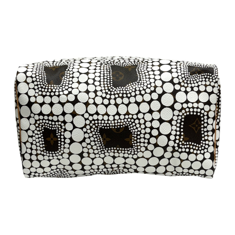 草間彌生聯名 棕色 原花帆布 Speedy 30 波士頓包【LOUIS VUITTON LV 路易威登】 M40690-2