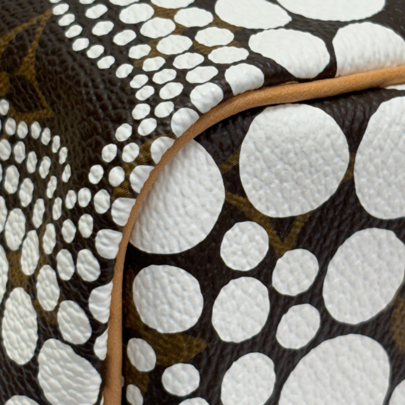 草間彌生聯名 棕色 原花帆布 Speedy 30 波士頓包【LOUIS VUITTON LV 路易威登】 M40690-11