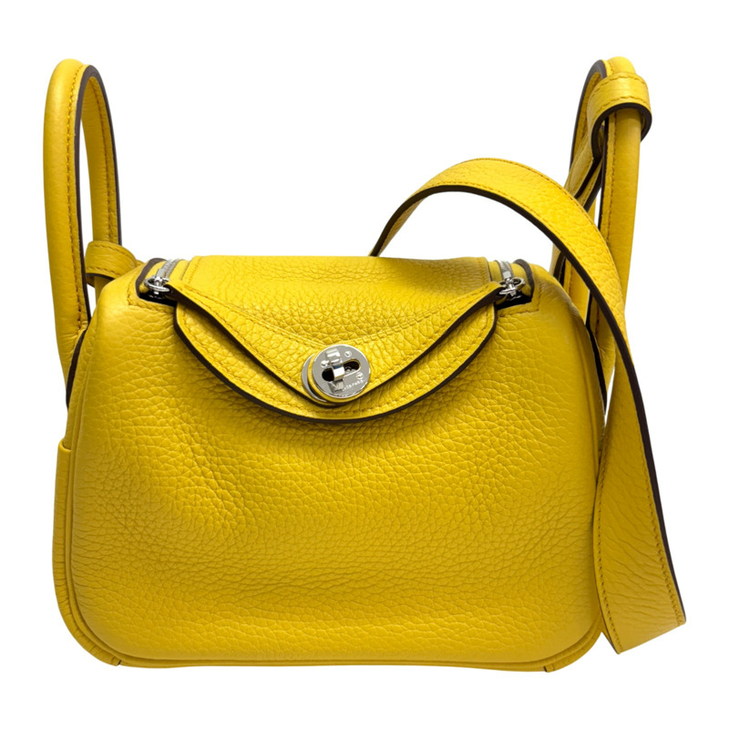 陽光金 Taurillon 牛皮 Mini Lindy 20 肩背包 B刻 銀扣【HERMES 愛馬仕】-0