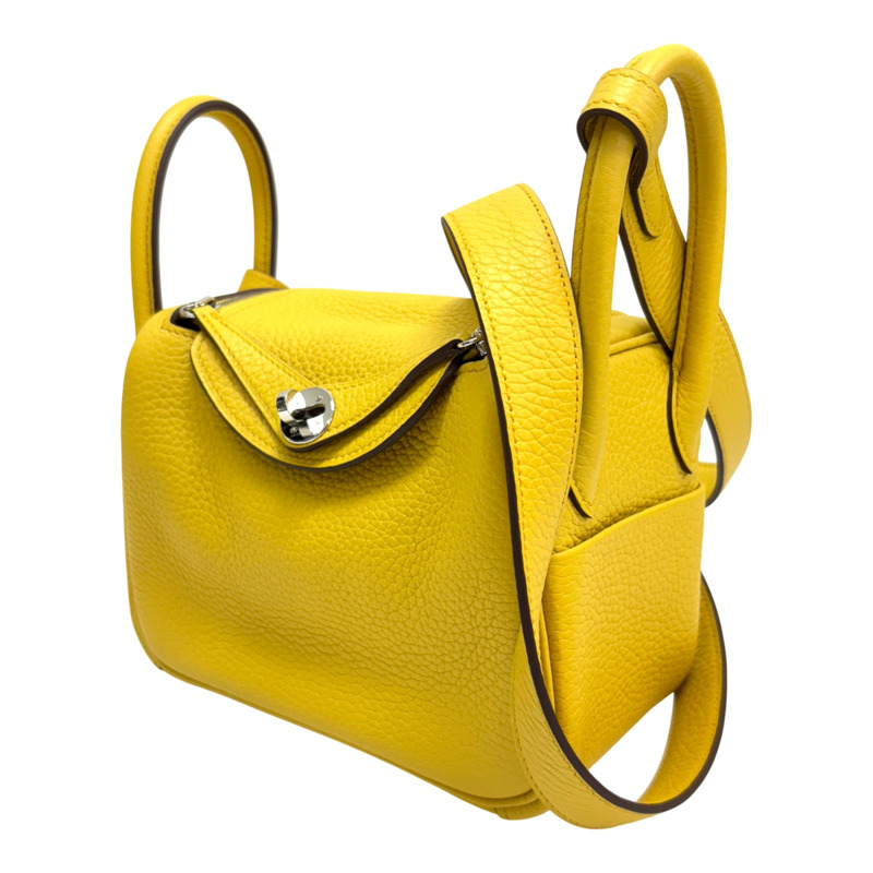 陽光金 Taurillon 牛皮 Mini Lindy 20 肩背包 B刻 銀扣【HERMES 愛馬仕】-1