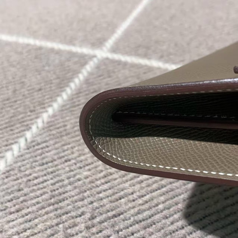 Hermes愛馬仕Kelly錢包大象灰epsom皮金扣z刻-5