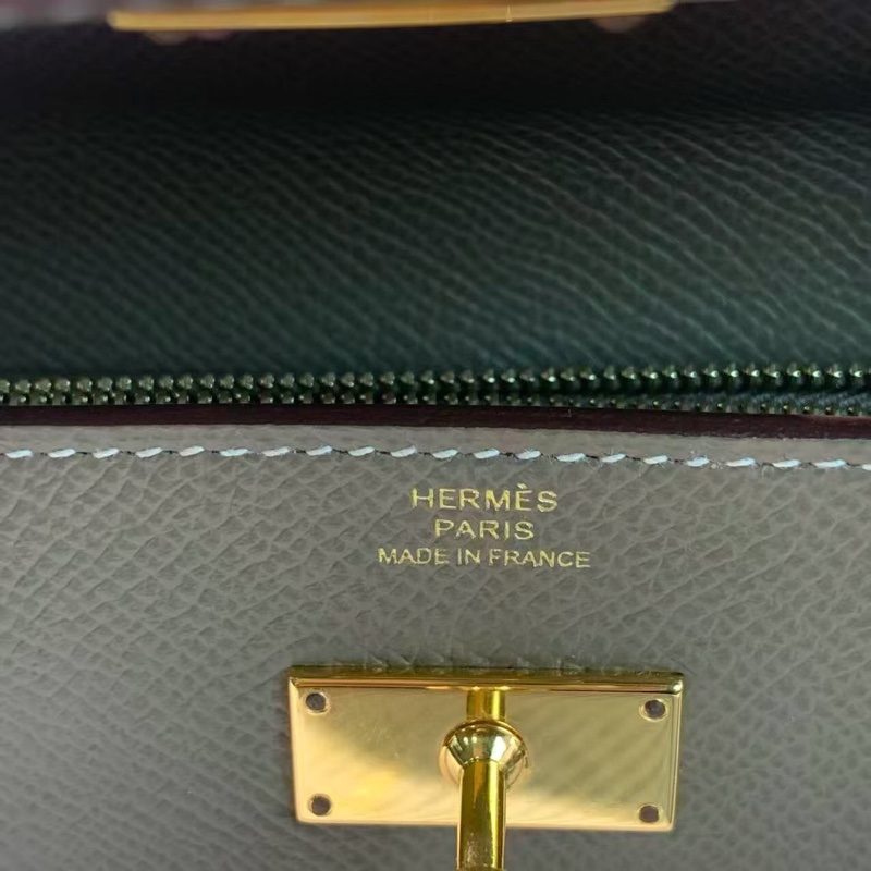 Hermes愛馬仕Kelly錢包大象灰epsom皮金扣z刻-8