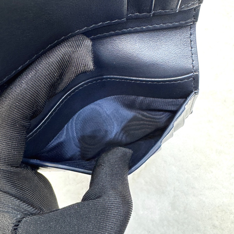 迪奧24單寧短夾DIOR牛仔藍緹花布30 Montaigne Dahlia Wallet對開短夾S2197UDCE-9