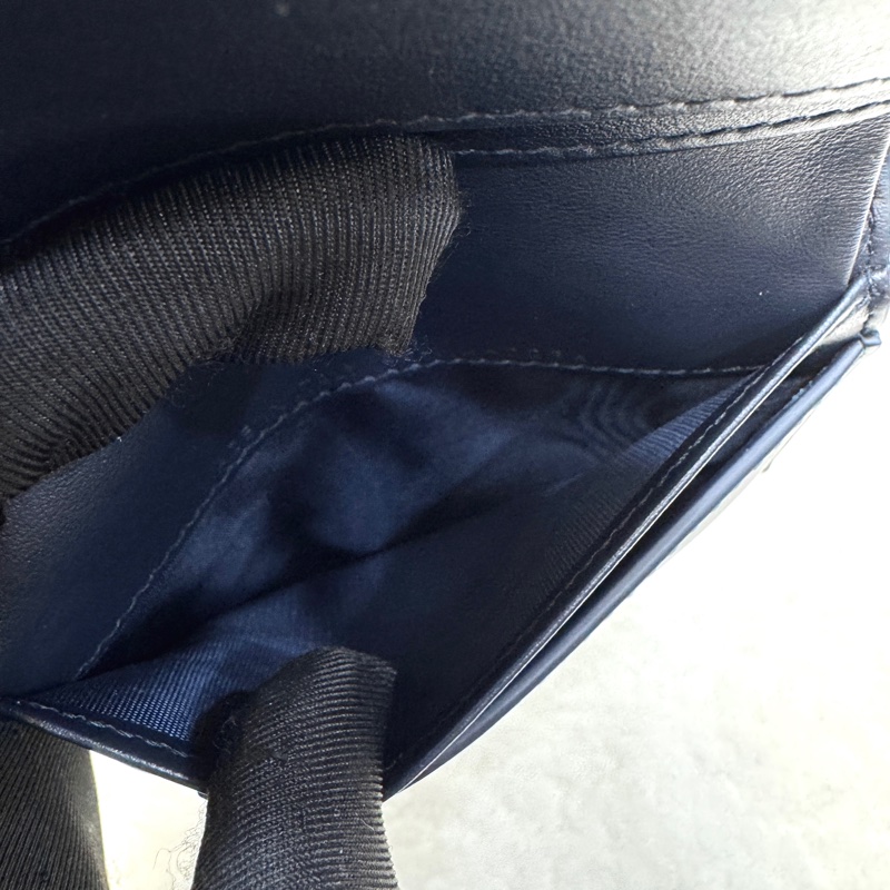 迪奧24單寧短夾DIOR牛仔藍緹花布30 Montaigne Dahlia Wallet對開短夾S2197UDCE-10