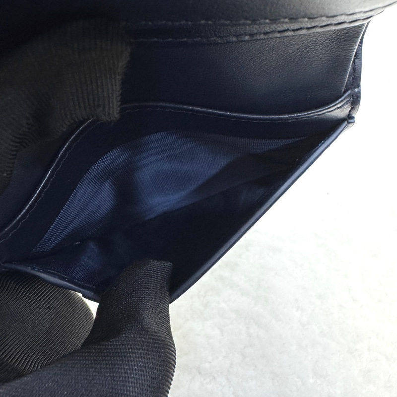 迪奧24單寧短夾DIOR牛仔藍緹花布30 Montaigne Dahlia Wallet對開短夾S2197UDCE-11