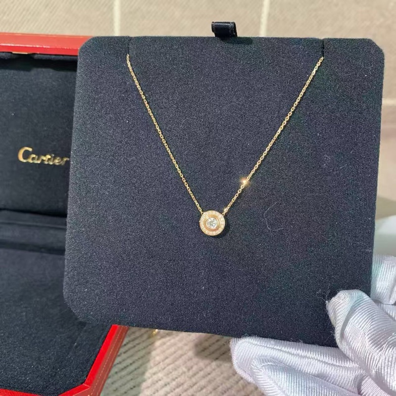 Cartier卡地亚飞碟项链玫瑰金镶钻22分，2022购入-2