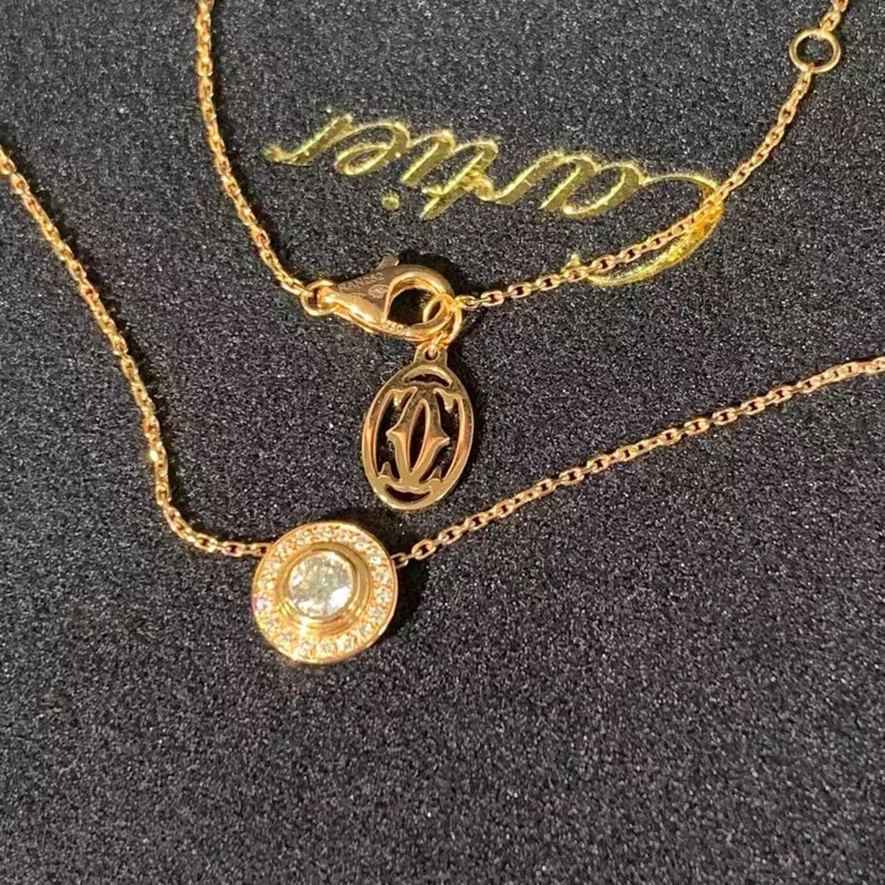 Cartier卡地亚飞碟项链玫瑰金镶钻22分，2022购入-3