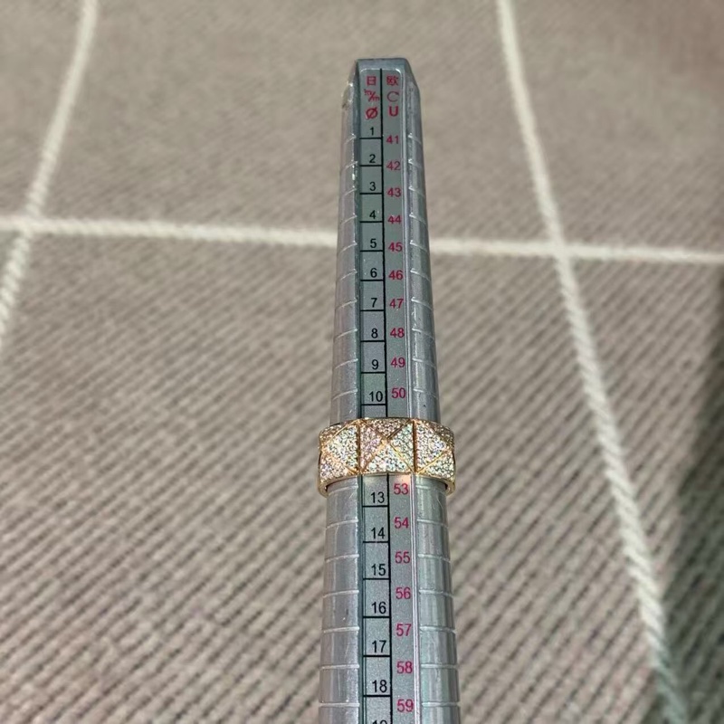 Hermes愛馬仕cdc菱格玫瑰金滿鑽戒指52號，2025購入-3