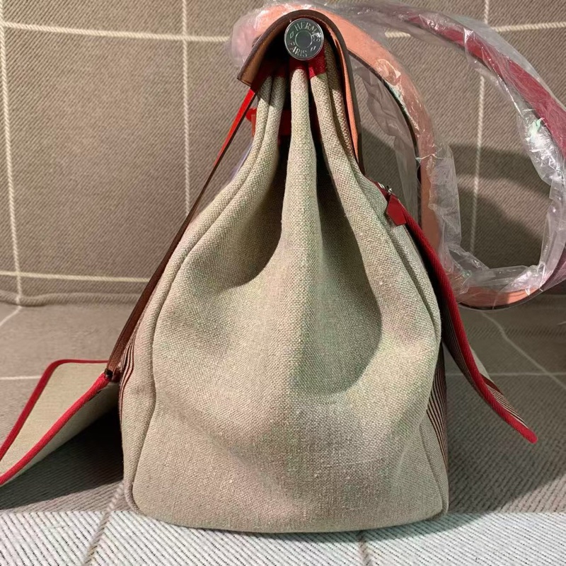 Hermes愛馬仕herbag50限量款紅條紋D刻 手提單肩包 大容量-3