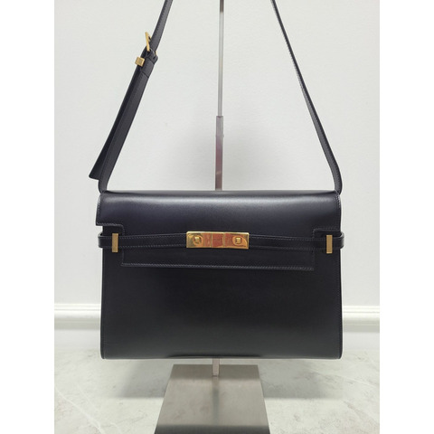 【包稅】SAINT LAURENT 黑色金色曼哈頓中號 Inbox 單肩包