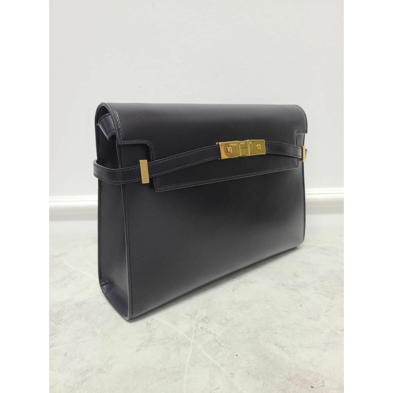 【包稅】SAINT LAURENT 黑色金色曼哈頓中號 Inbox 單肩包-3