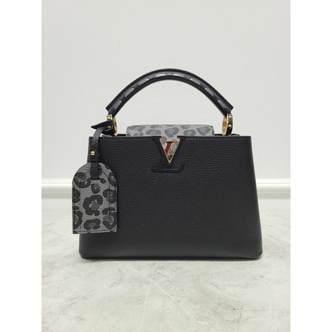 【包稅】LOUIS VUITTON 黑色豹紋Monogram LV Capucines BB肩背包