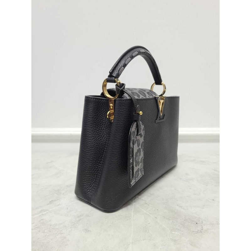 【包稅】LOUIS VUITTON 黑色豹紋Monogram LV Capucines BB肩背包-2