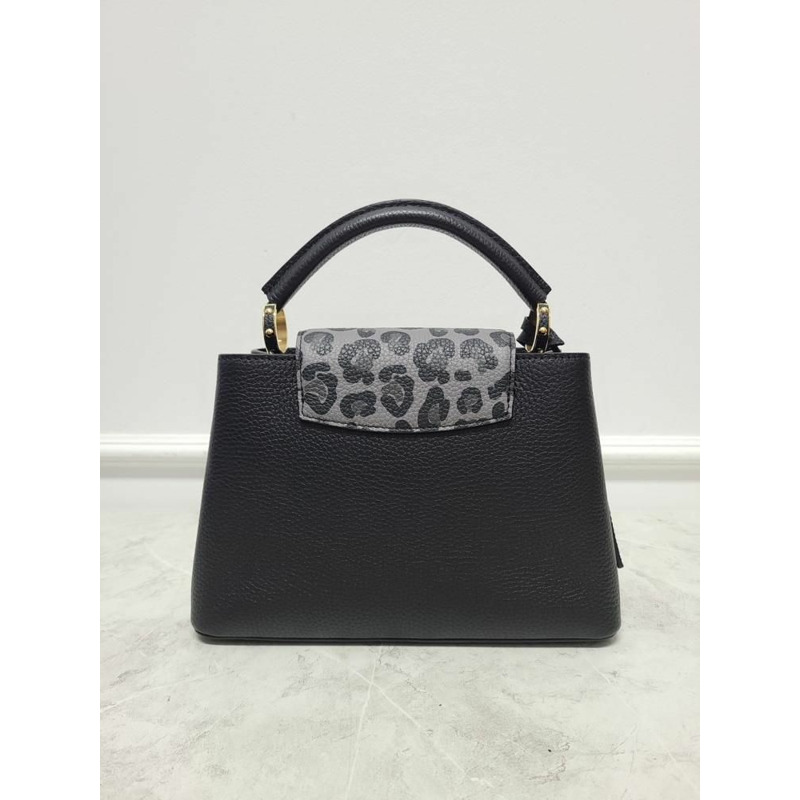【包稅】LOUIS VUITTON 黑色豹紋Monogram LV Capucines BB肩背包-5