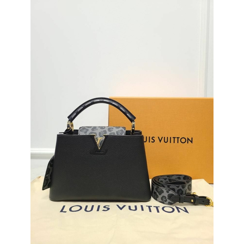 【包稅】LOUIS VUITTON 黑色豹紋Monogram LV Capucines BB肩背包-7