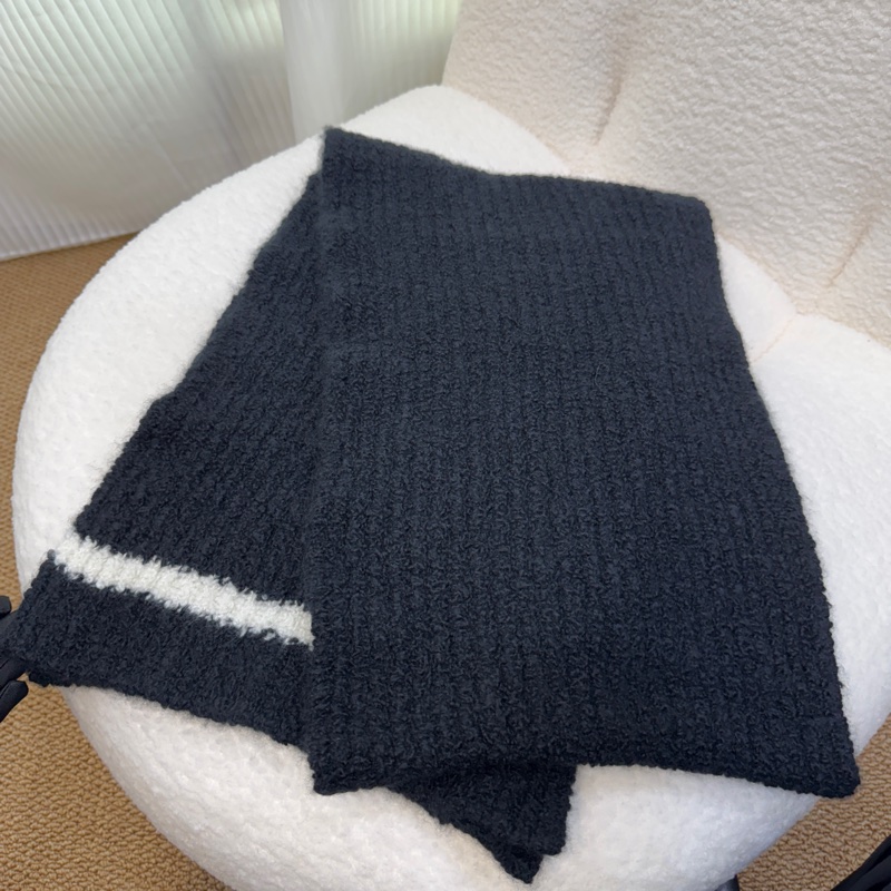 香奈兒Jennie同款圍巾Chanel 23B黑色羊绒雙C長圍巾AA9423-3