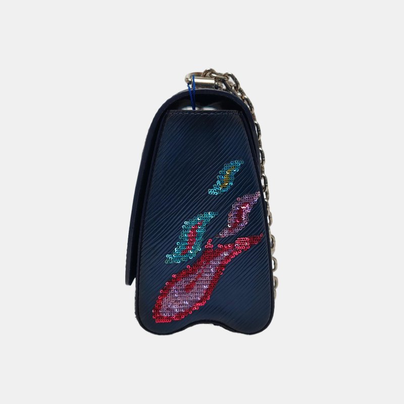 LOUIS VUITTON TWIST中號深藍色EPI牛皮水波紋斜挎包單肩包銀色五金可拆卸肩帶-2