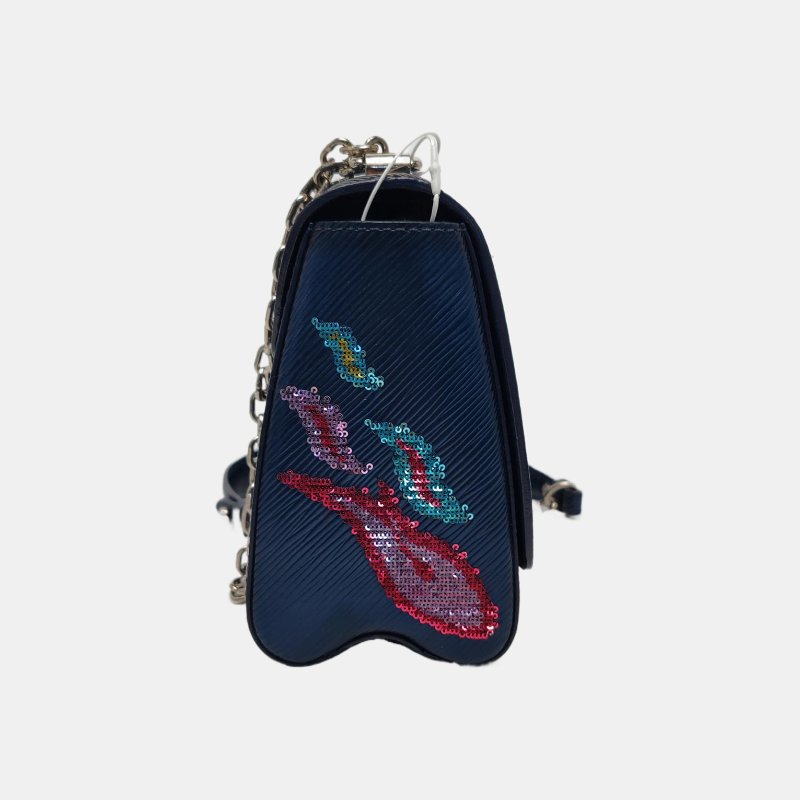 LOUIS VUITTON TWIST中號深藍色EPI牛皮水波紋斜挎包單肩包銀色五金可拆卸肩帶-3