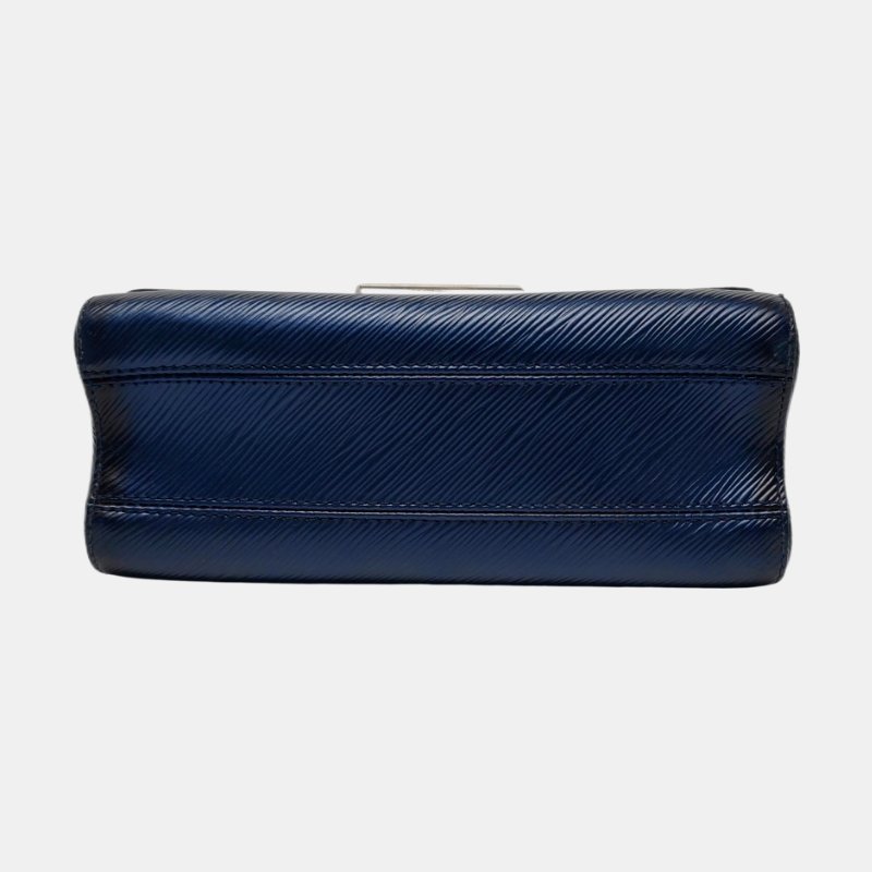 LOUIS VUITTON TWIST中號深藍色EPI牛皮水波紋斜挎包單肩包銀色五金可拆卸肩帶-5