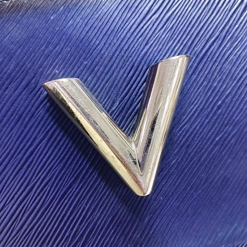 LOUIS VUITTON TWIST中號深藍色EPI牛皮水波紋斜挎包單肩包銀色五金可拆卸肩帶-10