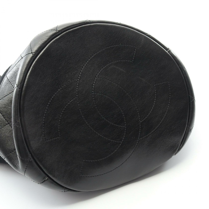 香奈兒刺繡抽繩肩背包 A57540 羊毛皮 黑色 SHW 二手 CC-5