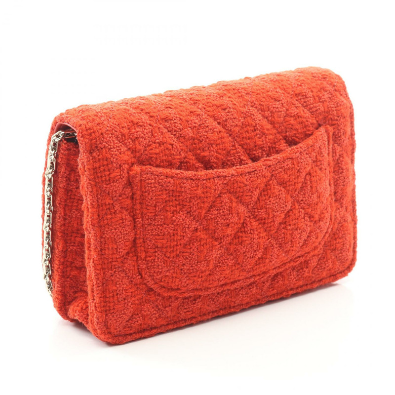 香奈兒 2.55 Matelasse 鏈條肩背斜背包皮夾 織品 紅色 GHW 二手 CC-1