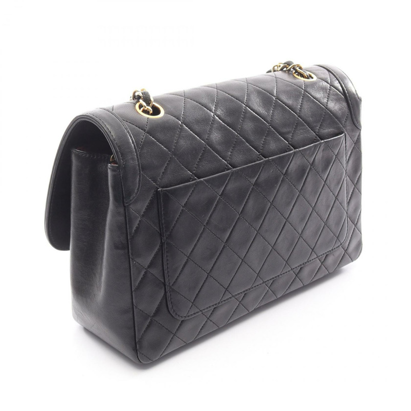 香奈兒 (CHANEL) 絎縫鏈條肩背包/斜背包，羊皮材質，黑色，二手，女士，金色五金-1
