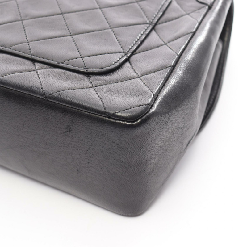 香奈兒 (CHANEL) 絎縫鏈條肩背包/斜背包，羊皮材質，黑色，二手，女士，金色五金-12