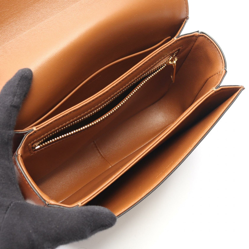 CELINE Teen Triomphe 肩斜背包，帆布皮革，米棕色，二手-2