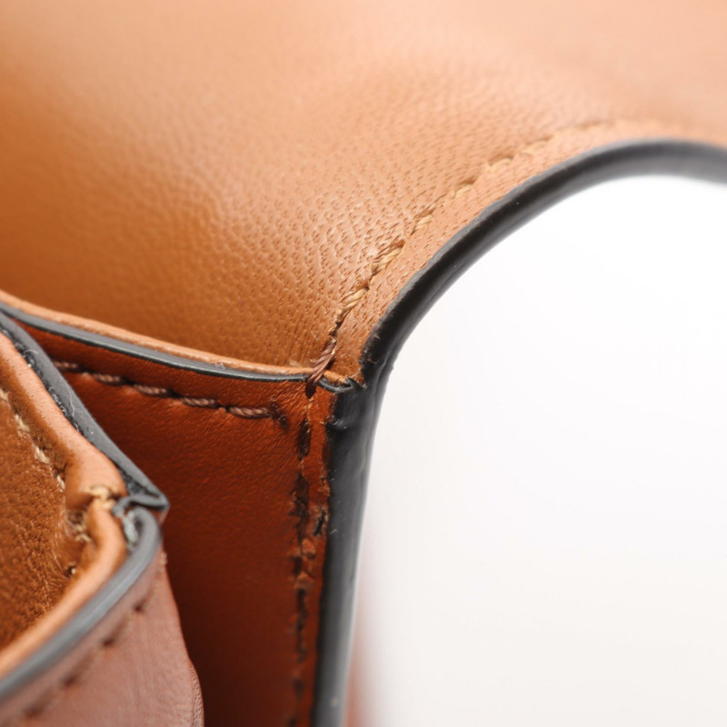 CELINE Teen Triomphe 肩斜背包，帆布皮革，米棕色，二手-5