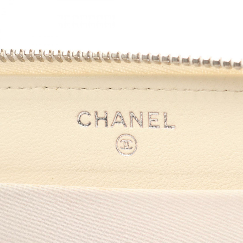 香奈兒 (CHANEL) COCO 標誌長錢包，黑色/白色，二手，女士，雙C標誌-3