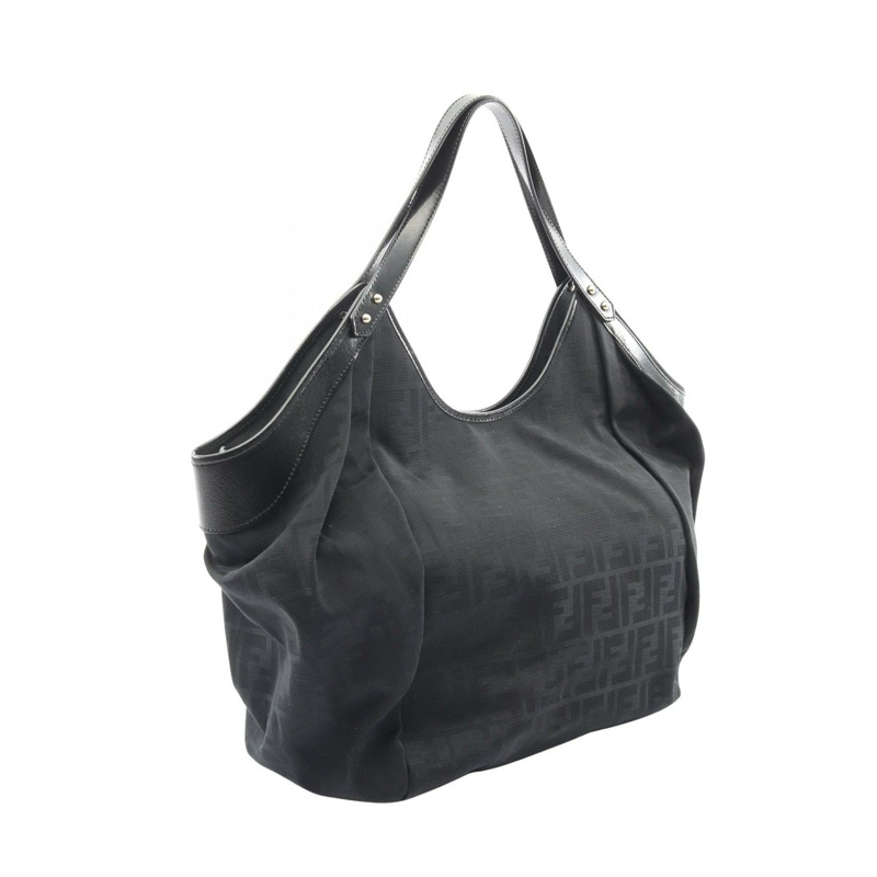 FENDI Zucca 手提單肩包，帆布皮革材質，黑色，二手女款-1