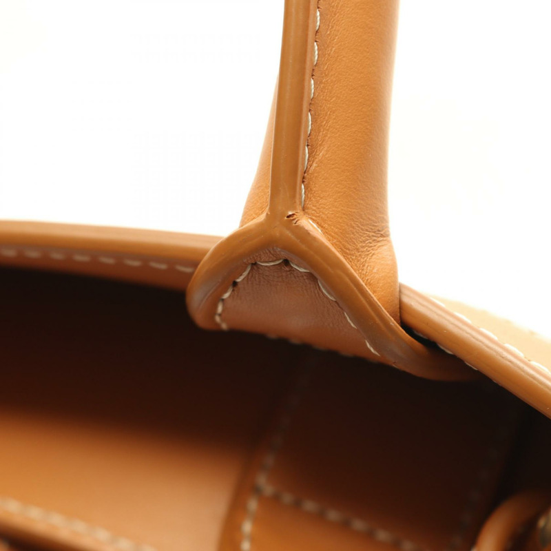 CELINE 小號垂直 Cabas 兩用肩背手提包 192082BNZ 帆布 白色 棕色-6