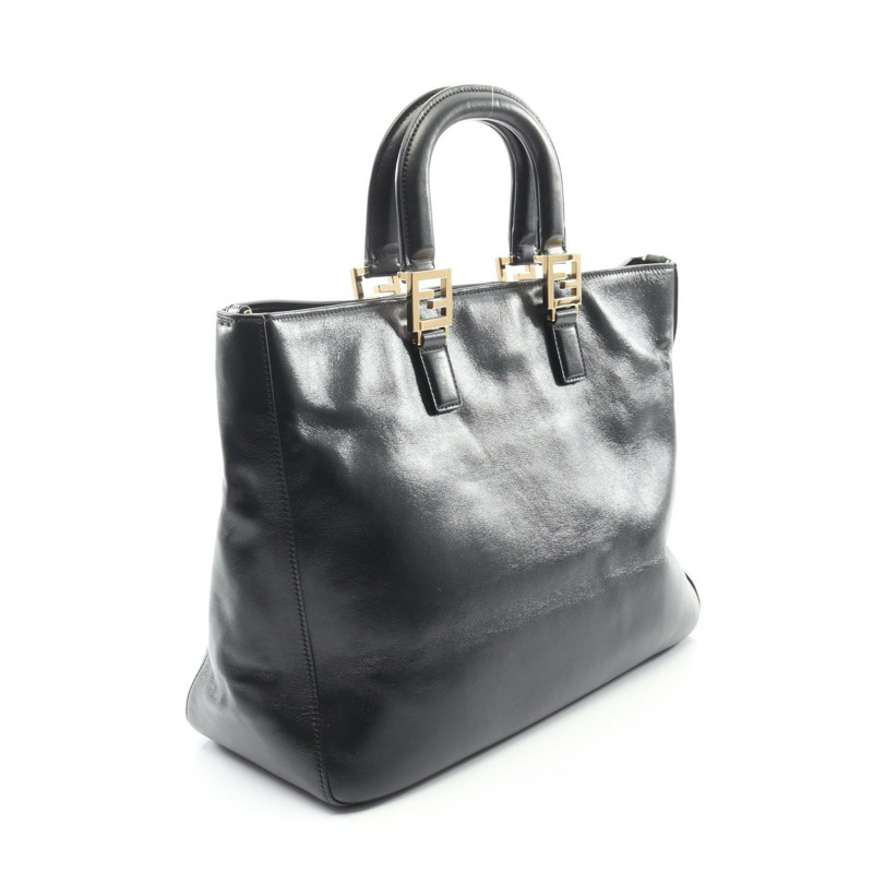 FENDI FF 中型手提單肩包 8BH368 A9YO 黑色皮革二手女款-1