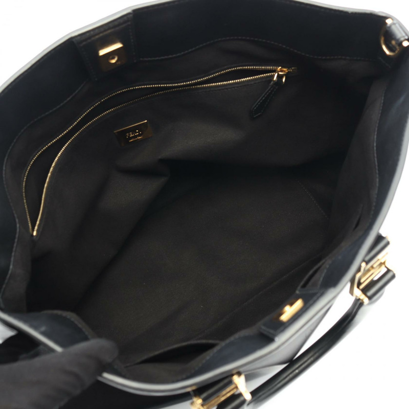 FENDI FF 中型手提單肩包 8BH368 A9YO 黑色皮革二手女款-2