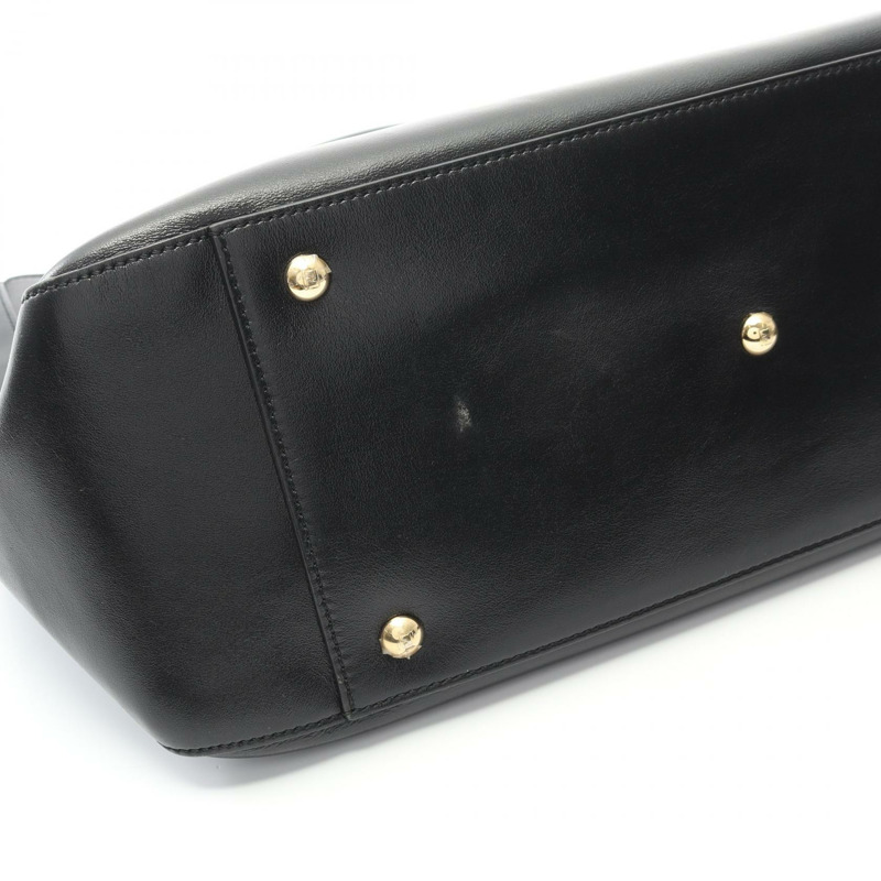 FENDI FF 中型手提單肩包 8BH368 A9YO 黑色皮革二手女款-4