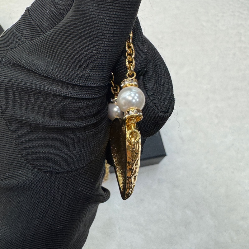 香奈兒黑金熔岩choker Chanel 23K金色復古愛心琺瑯熔岩珍珠項鍊-3