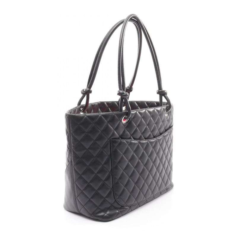 香奈兒 Cambon 系列大手提包，黑色皮革，二手女款，附五金配件-1