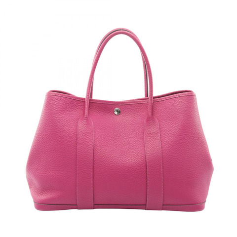 愛馬仕 Garden Party PM 手提包，鄉村皮革，玫瑰紫色，鉚釘