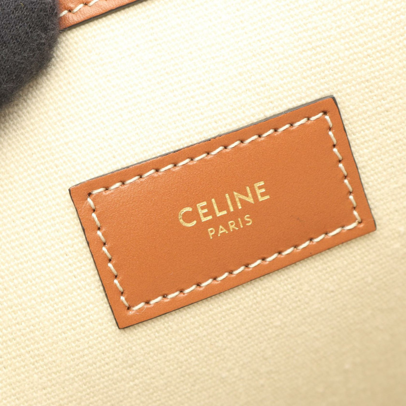 CELINE Museum 單背包 Triomphe 194542EY7 帆布皮革 米棕色 二手-3