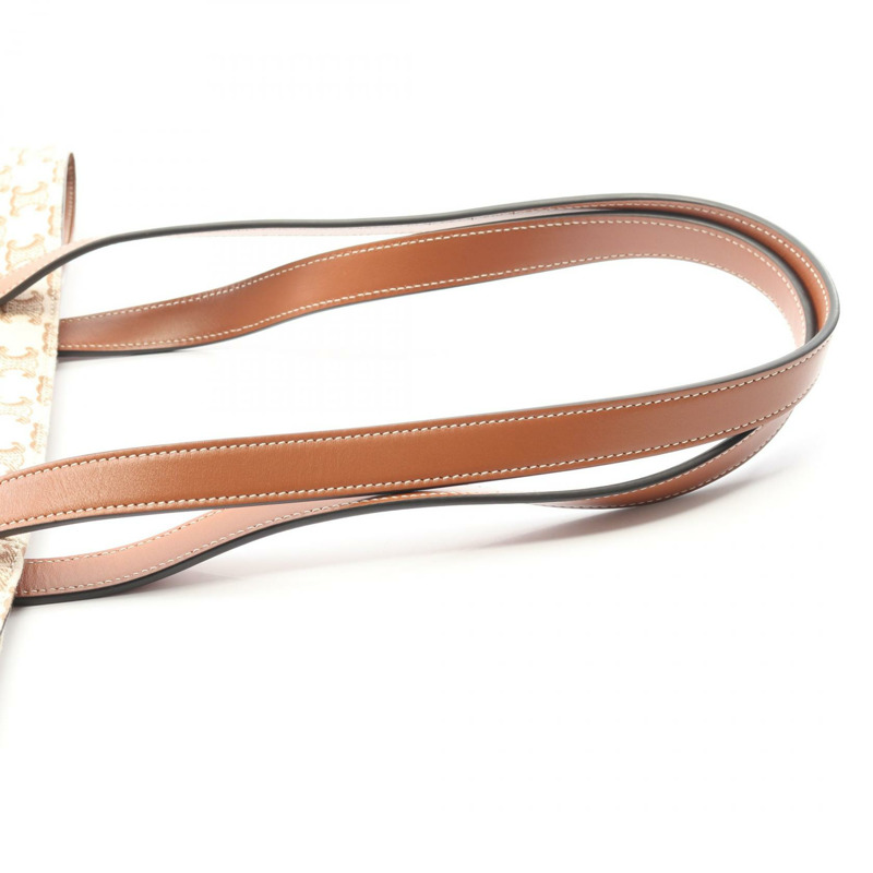 CELINE Museum 單背包 Triomphe 194542EY7 帆布皮革 米棕色 二手-4