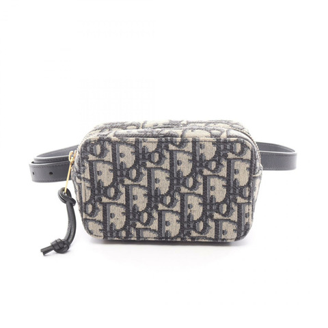 Dior Mini Oblique Jacquard 腰包 S5446CTZQ 帆布皮革 米色 海軍藍 二手